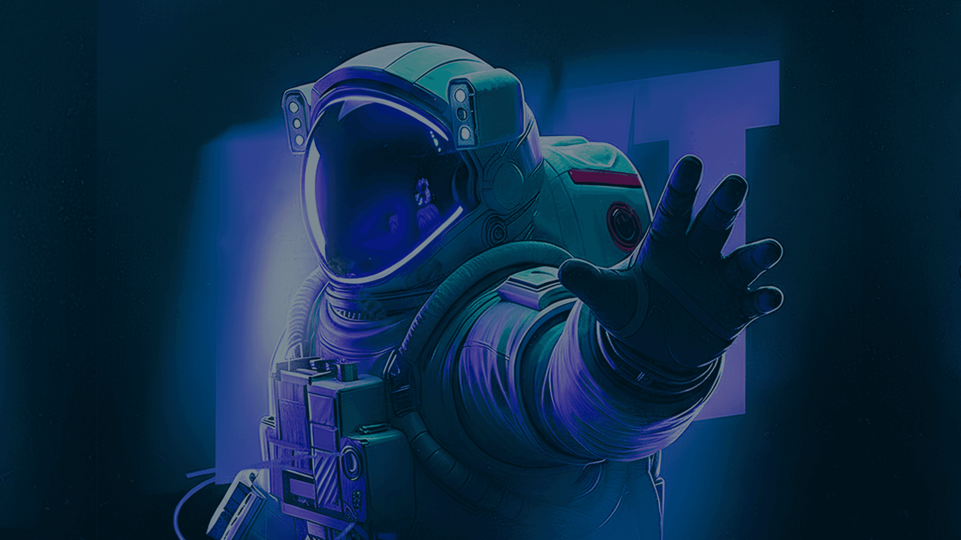 Astronauta em ambiente espacial futurista